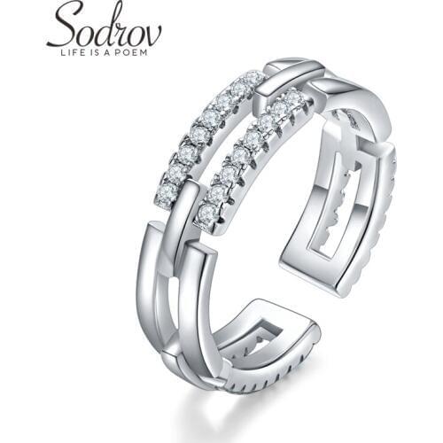 SODROV Five-Leaf Clover Ring 925 Sterling Silver Size Adjustable Silver Lucky Rings Jewelry Ring For Women Silver 925 Jewelry