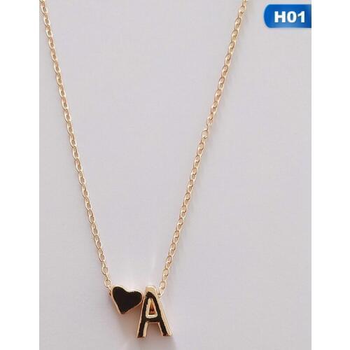 Fashion Tiny Heart Dainty Initial Letter Name Choker Necklace For Women Pendant Jewelry Accessories Gift