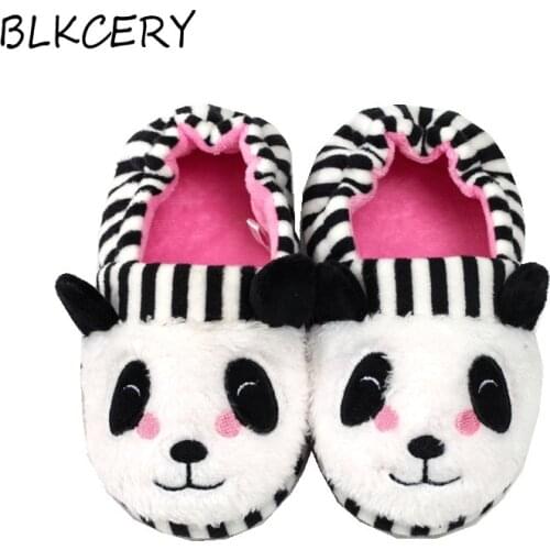 New Fashion Brand Toddler Girl Slippers for Baby Loafers Plush Warm Cartoon Panda Children Home Shoes Little Kid House Footwear