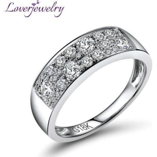 Loverjewelry Ring For Valentines Gift Real 18K White Gold Diamond Ring Wedding Engagement Rings Fine Jewelry Wife Loving Gift