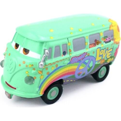 Disney Cartoon Movie Pixar Cars Lightning Mcqueen Fillmore 1:55 Diecast Metal Alloy Model Toys Car For Children Christmas Gifts