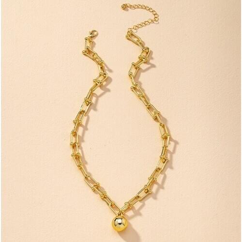 2021 Ins New Gold Chain Round Ball Minimalism Minimalist Choker Pendant Necklace Trendy Korean Fashion Chic Party Jewelry