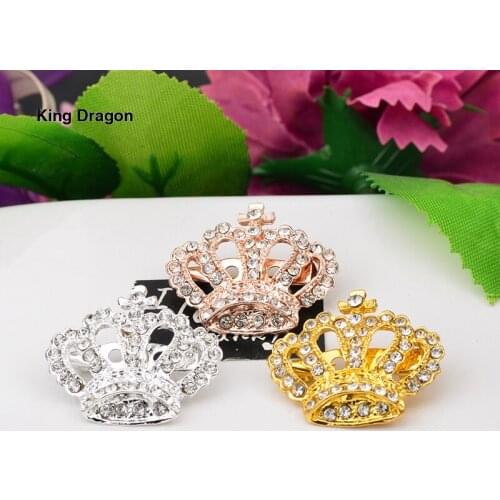 New Arrival Rhinestone Crown Brooches Used On Lapel 24MM 5PCS/Lot Pin Back Three Colors KD579