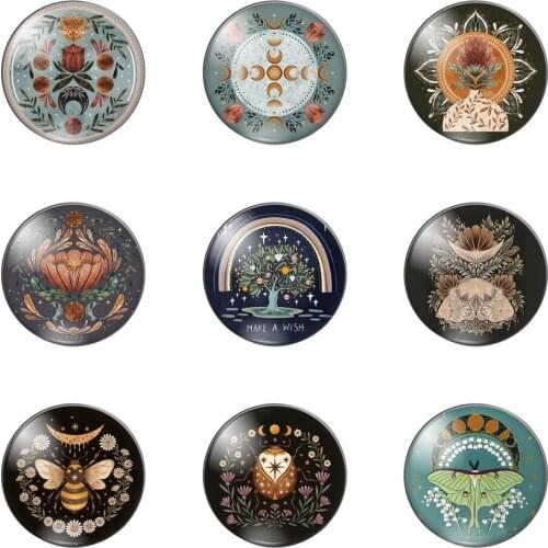 New Insect Flower Painting and Bee Tree 12mm/20mm/25mm/30mm Round Photo Glass Cabochon Demo Flat Back Making Findings