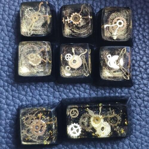 Customized Cherry Mx Switch Mechnical Keyboard Backlight Resin Keycaps OEM SA Profile Gear Pointer Design Keycaps Replacement