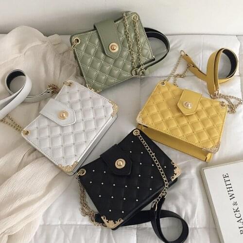 2021 autumn and winter new trend fresh chain bag female rhombic bag slung shoulder bag small square bag wallet
