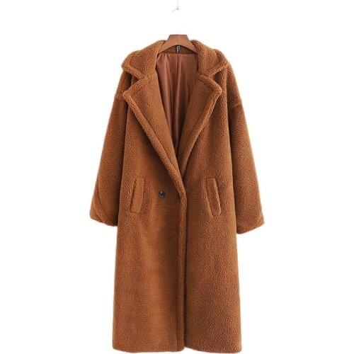 Autumn Winter Women Caramel Teddy Coat Stylish Female Thick Warm Cashmere Jacket Casual Girls Streetwear