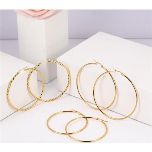 OUFEI Stainless Steel Jewelry Woman Hoop Earrings 2020 Fashion Jewelry Accessories Large Earrings For Women Charm Earrings Set