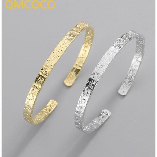 QMCOCO 925 Silver Woman Geometry Bracelet Charm Girl Trendy Simple Party Accessories Jewelry Open Adjustable 2021 New Arrive