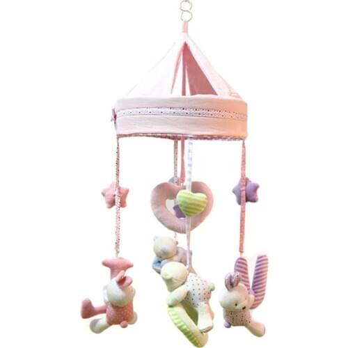 Rabbit Colorful Newborn Mobile Baby Bed Bell baby toys calm rotating fluid bed 0-12 months Plush toy WJ330