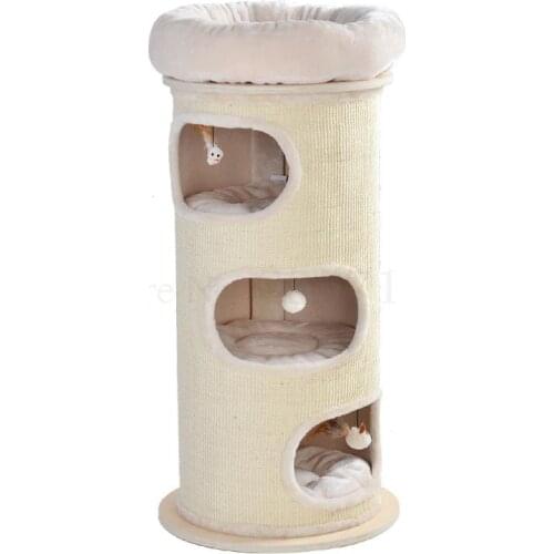 Cat climbing frame sisal barrel cat grab post large grab board double-layer cat nest three-layer sisal tube cat grab tube