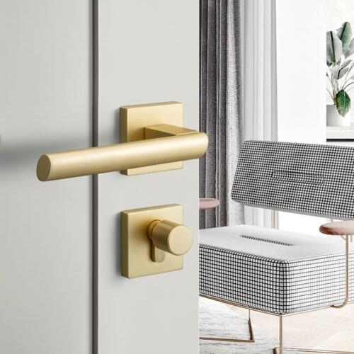 Nordic Modern Door Lock Solid Wood Split Door Lock Simple Golden Mute Door Lock Indoor Bedroom Door Lock