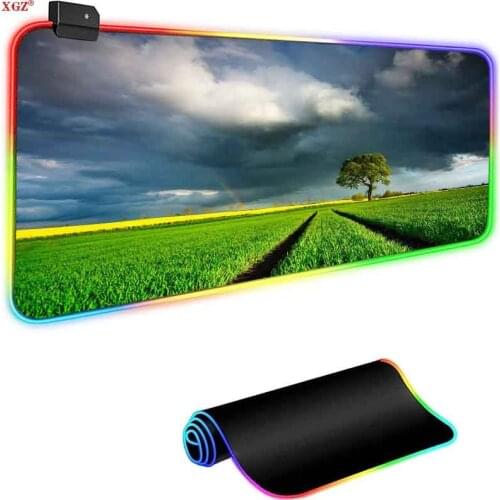 RGB Large Size Colorful Luminous LED Gaming Mouse Pad Non-slip Rubber Base Computer Keyboard Mouse Pad Non-slip Computer PC Cs