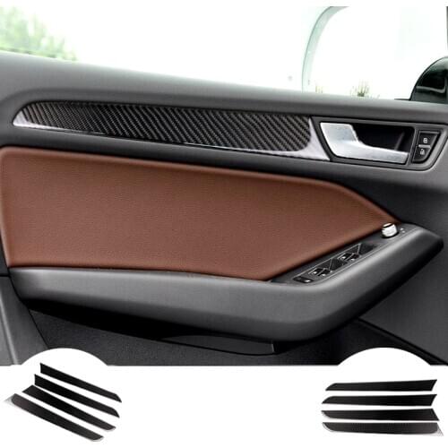 RRX Carbon Fiber Car Interior Co-pilot Dashboard Panel Decal Cover Trim Strips For Audi A4 B8 4 door Trim Accessories