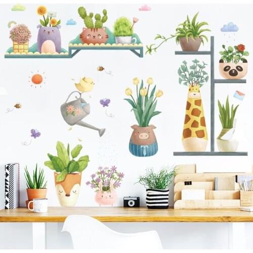 Nordic Flowerpot Wall Stickers for Living room Bedroom Wall Corner Potted Plants Vinyl Removable DIY Wall Decals Home Decoration