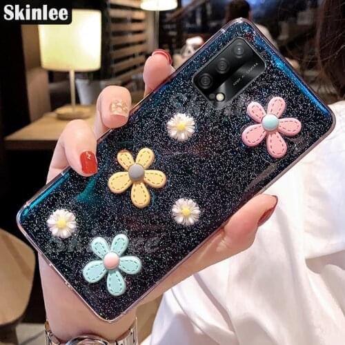 Skinlee For Realme GT 5G Transparent Shockproof Cover Glitter Bling Soft Case For Realme GT Master Edition Sunflower Case