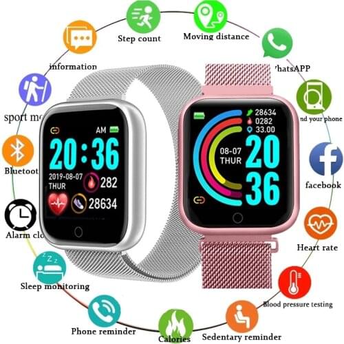 D20 Pro Smart Watch Men Blood Pressure Monitor Fitness Tracker Waterproof Sport Smartwatch Watch for Android IOS Smart Clock