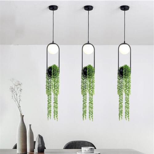 Modern Nordic Plant Led Pendant Light Plant Pot Milk White Ball Dining Room Bar Balcony Foyer Suspension lamp 2423