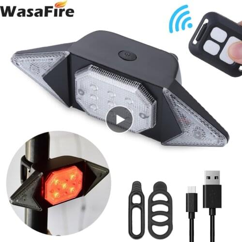 USB Rechargeable Bike Rear Lamp Smart Remote Control IPX2 Waterproof Bicycle Turning Signal Light Wireless LED Warning Taillight