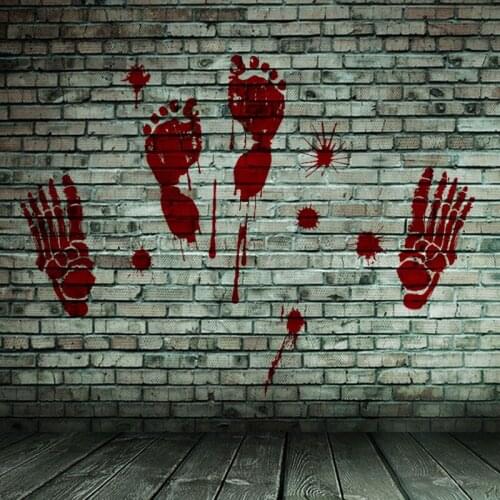 Horrible Halloween Bloody Handprint Stickers Wall Window Door Home Decal Stickers Halloween Party Decoration Haunted House Prop