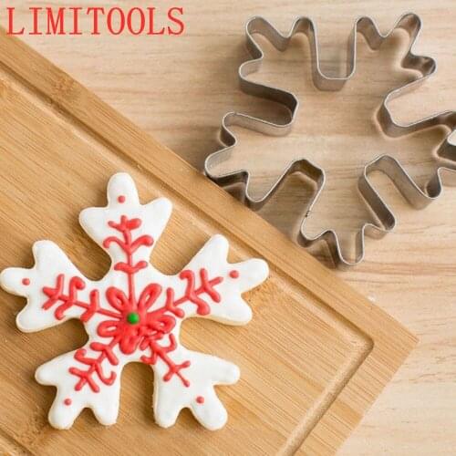 Snowflake Christmas Cookie Tools Cutter Molds Biscuit Press Icing Set Stamp Mould Stainless Steel Cake Decorating Tools
