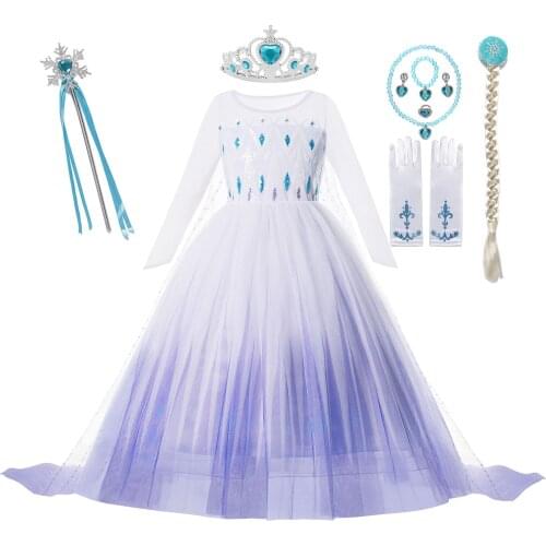 Elsa Girls Dress Princess Party Costumes Children Fashion Carnival Party Girls Elegant Dress Up Kids Birthday Gift Clothing