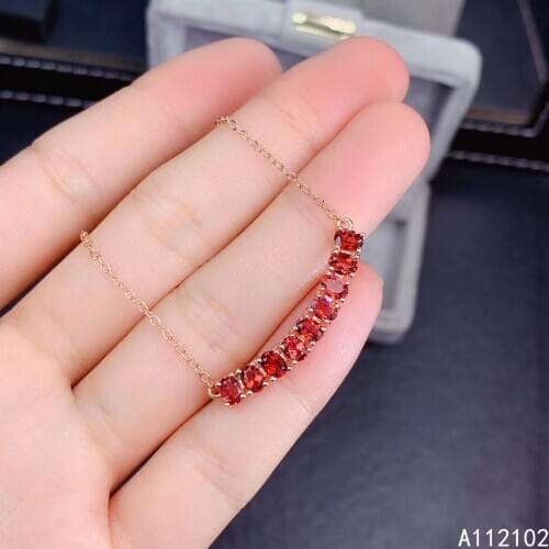 KJJEAXCMY fine Jewelry 925 Sterling Silver Natural Garnet Girl fashion Pendant Necklace Support Test Chinese style with box