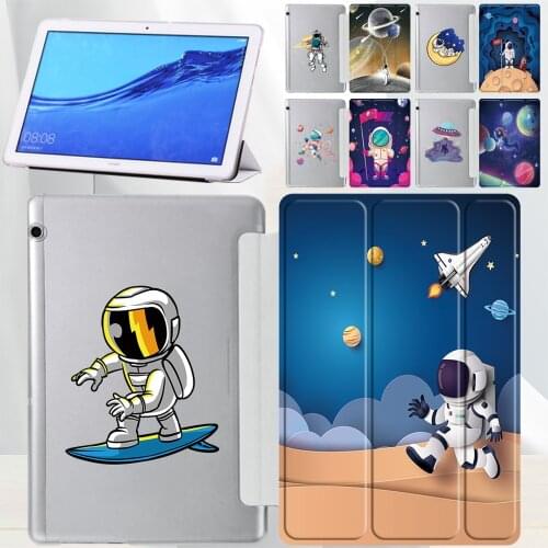 For Huawei MediaPad T5 10 10.1/T3 10 9.6 Inch Tablet PC Astronaut Protective Case Dust Protective Case + Free Stylus Pen