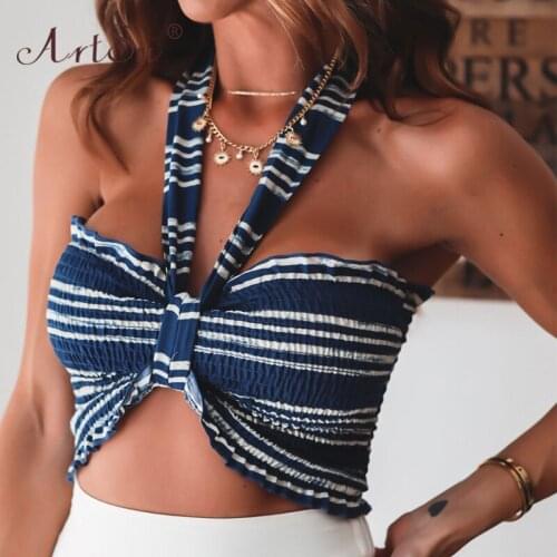 ArtSu Multiway Bandage Summer Chic Lady Strapless Wrap Bandeau Womans Sexy Off Shoulder Tube Tops Holiday Crop Top Floral Print