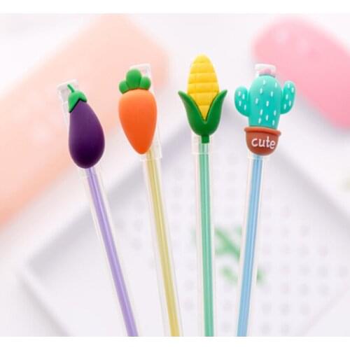 1pcs/lot 0.5mm Black Color 3D Vegetables Plastic Gel Pen Students Signature Pen Party Favors Reward Gifts