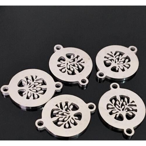 10pcs Life Tree Stainless Steel Charm Two Hole Stainless Steel Connect Charm for DIY Bracelet Necklace Making