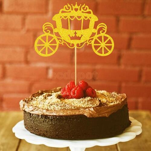 20 Pieces Glitter Paper Carriage Style Cupcake Cake Topper Wedding Birthday Baby Shower Celebration Party Decoration