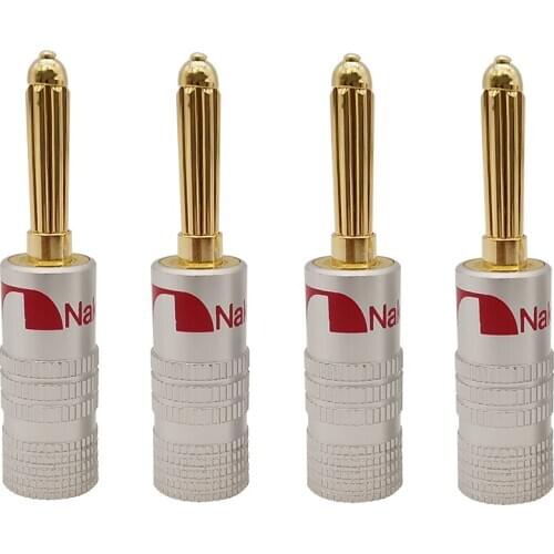 4Pcs 24k 4mm Banana Plugs Gold Plated Cables Wire Audio Speaker Connectors Banano Adapter For Amplifier