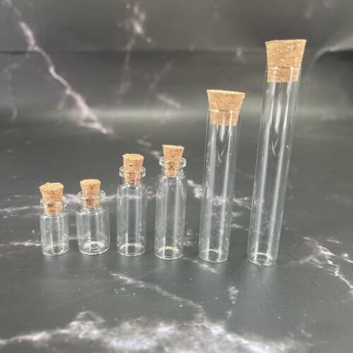 5pcs 0.5-4ml Mini Transparent Glass Empty Sample Jars Wishing Bottle Empty Storage Vials DIY Pendants Cork Stopper Home Decor