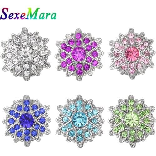 6pcs/lot 18MM Snap Button Jewelry DIY Rhinestone snap Button Fit Women Snap Bracelet Jewelry free shipping