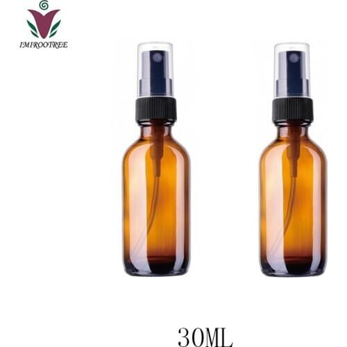 6pcs 30ml Thick Refillable Amber Glass Spray Bottle Atomizer With Fine Mist Sprayer For Essential Oil Perfume Aromatherapy