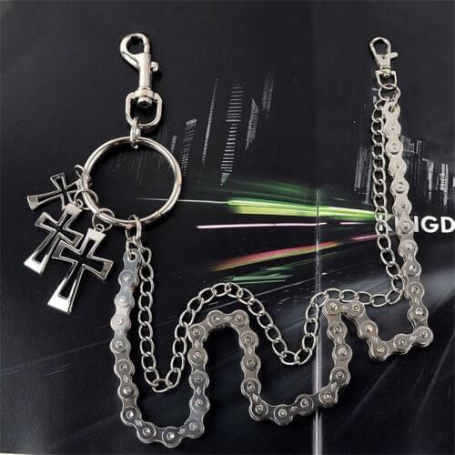 Fashion Rock Silver Cross Waist Accessories Key Chains men Trendy Street Hip-hop Punk Alloy Plating Jean Pant Wallet Chains DR16