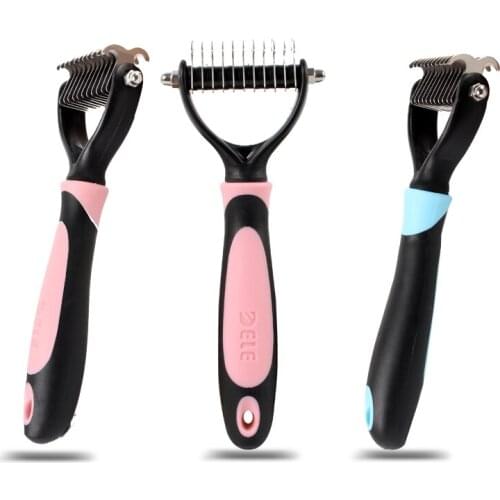 Double Side Pet Hair Knot Rake Comb Dog Cat Hair Grooming Comb Brush Trimmer Pet Undercoat Rake Shedding Comb For Dog Cat Rabbit