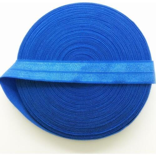 5yards/lot 5/8" 15mm Blue Multirole Fold Over Elastic Spandex Satin Band Ties Hair Accessories Lace Trim Sewing Notion