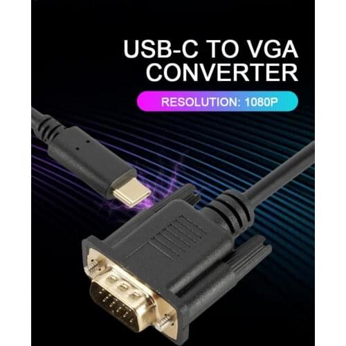 USB C To VGA Cable 1080P Type C To VGA Converter Adapter Cable For Laptop UHD External Video Projector For Macbook Air 12-inch
