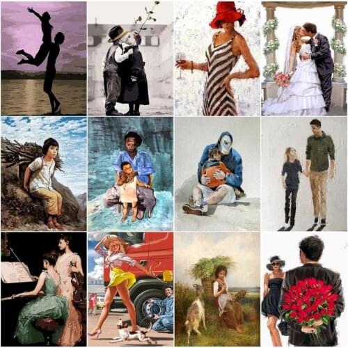 GATYZTORY Painting By Numbers Lovers Hand Painted Pictures By Number Figure Couple On Canvas Home Decoration DIY Gift Wall Art