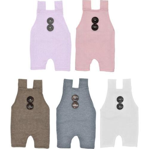 Newborn Props Boys Girls Costume Infant Buttons Romper Baby Photography Outfit E65D