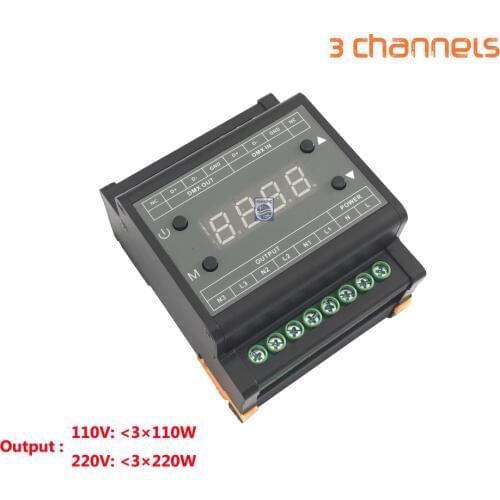DMX302 DMX triac dimmer led brightness controller AC90-240V 50Hz/60Hz Output high voltage 3channels 1A/CH for led panel light