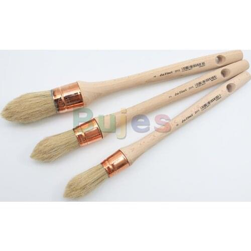 Da Vinci Varnish & Priming Series 2015, Round Fitch Acrylic Brush, White Chinese Bristle with Plainwood Handle, Size 2,4,6