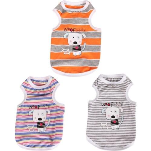 Pet Dog Clothes Summer Stripes Vest Cute Puppy Pet Costume Cartoon Printed Dog Clothing For Small Dog Shirt Vest Kitten Outfits