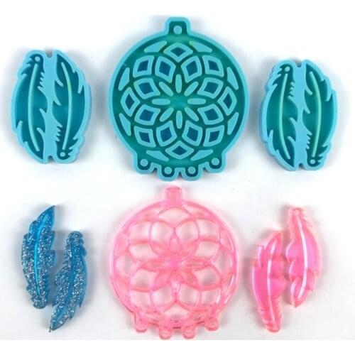 Dream Catcher Feathers Earrings Epoxy Resin Mold DIY Crafts Casting Tools Jewelry Pendant Silicone Mould X4YA