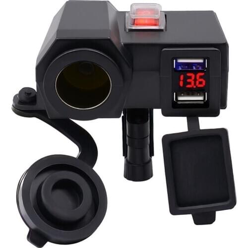 Modified Motorcycle Third Generation C Type USB Charger Adapter with Voltmeter 7cm x 7cm x 5cm Motorcycle Accessories