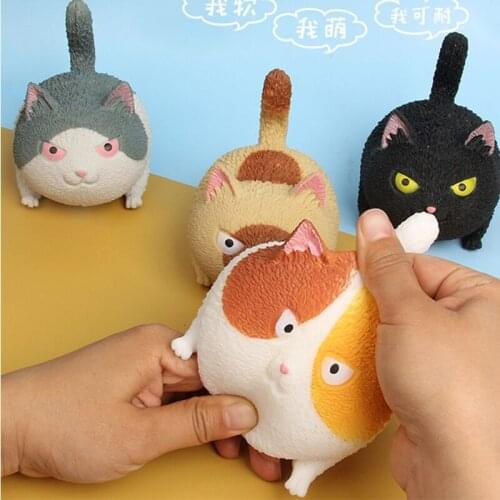 Soft TPR Jumbo Squishies Stress Relief Squishy Toys Big Size Angry Cat Kawaii Sensory Fidgets for Kids Party Favors