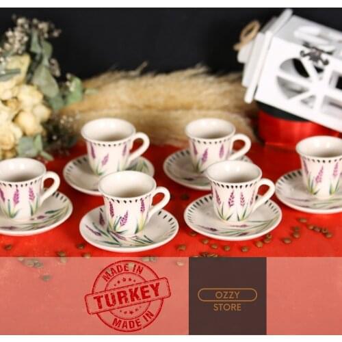 Hand Made Tile 12-Piece Ceramic Porcelain Turkish Coffee Espresso Cup Set for 6 People