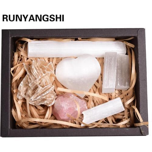 1set Gypsum ore mark Stone Collection Art Ornament Decoration Set Gifts Stones And Crystals Natural Stones Minerals